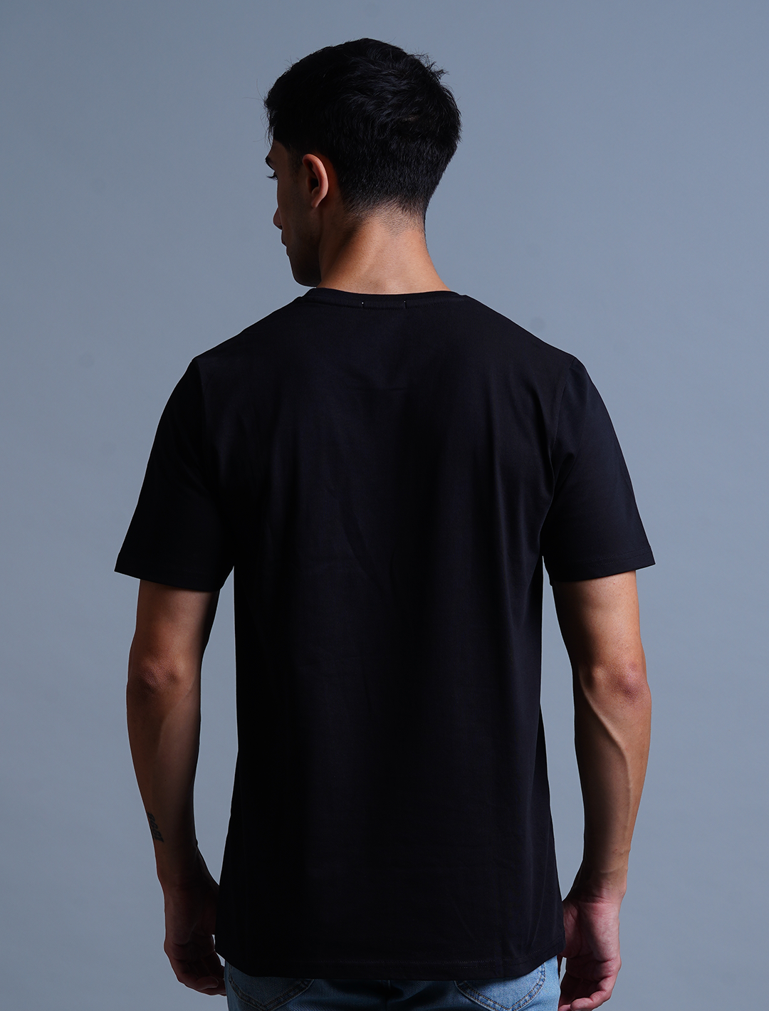 Crew Neck Cotton T-Shirt - Black