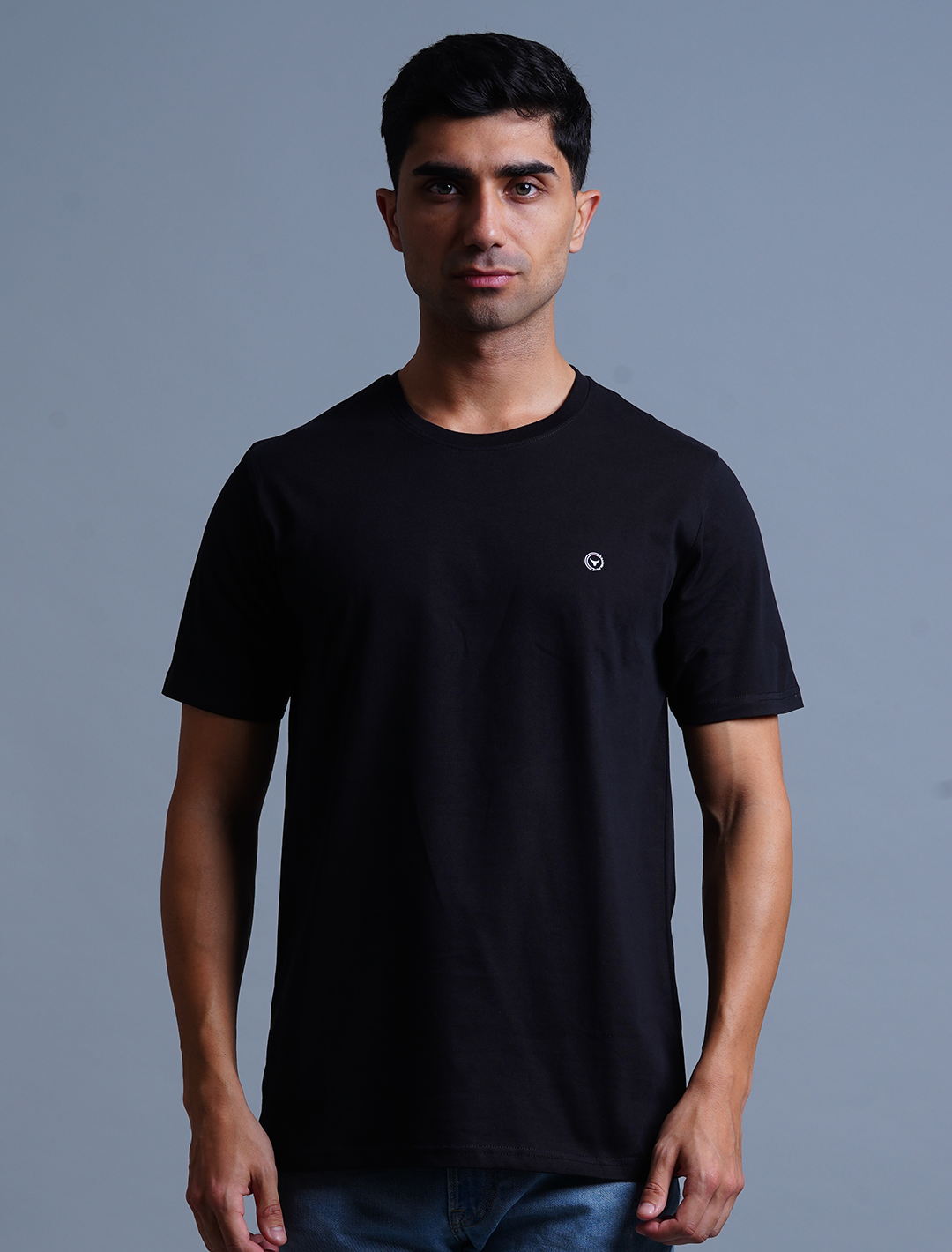 Crew Neck Cotton T-Shirt - Black