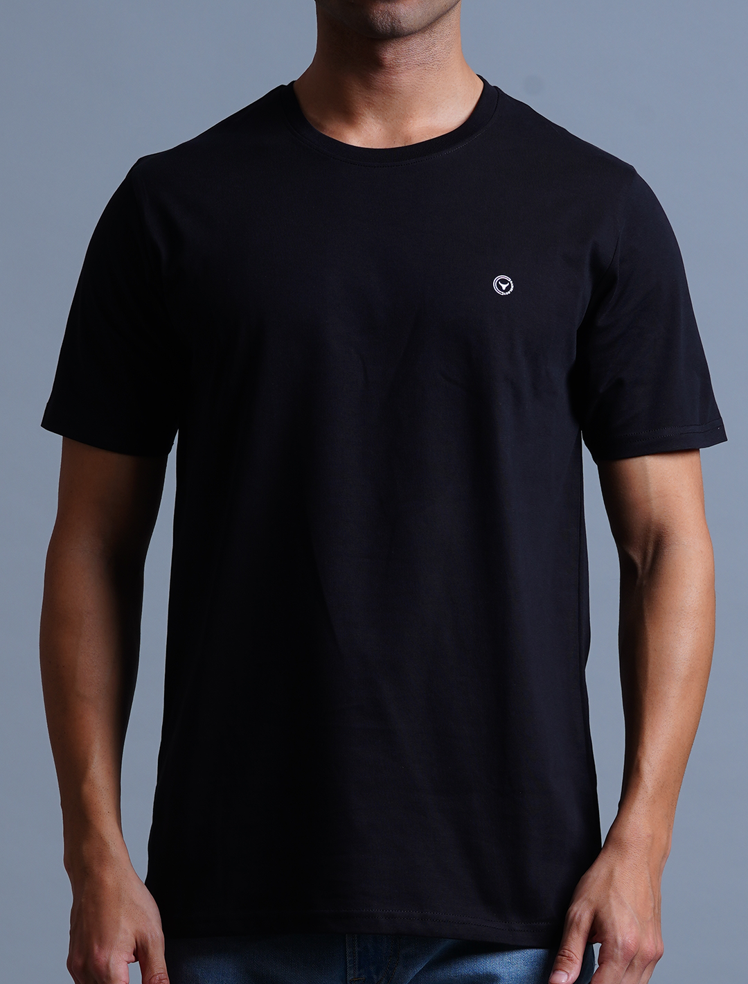 Crew Neck Cotton T-Shirt - Black