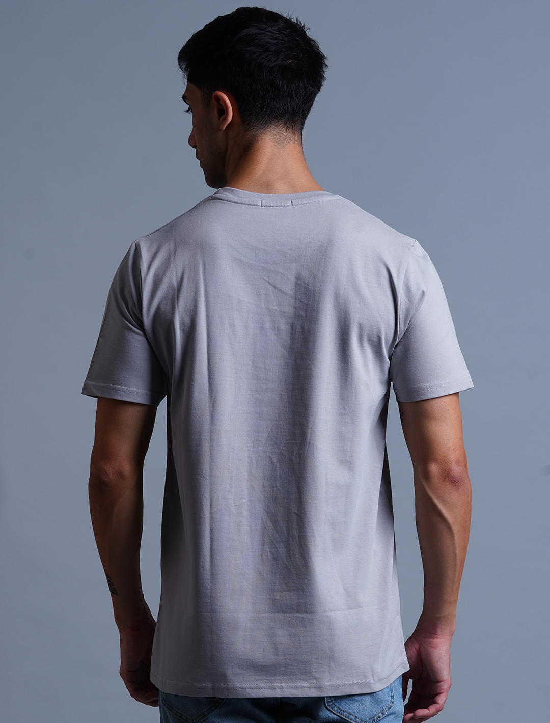 Crew Neck Cotton T-Shirt - Grey