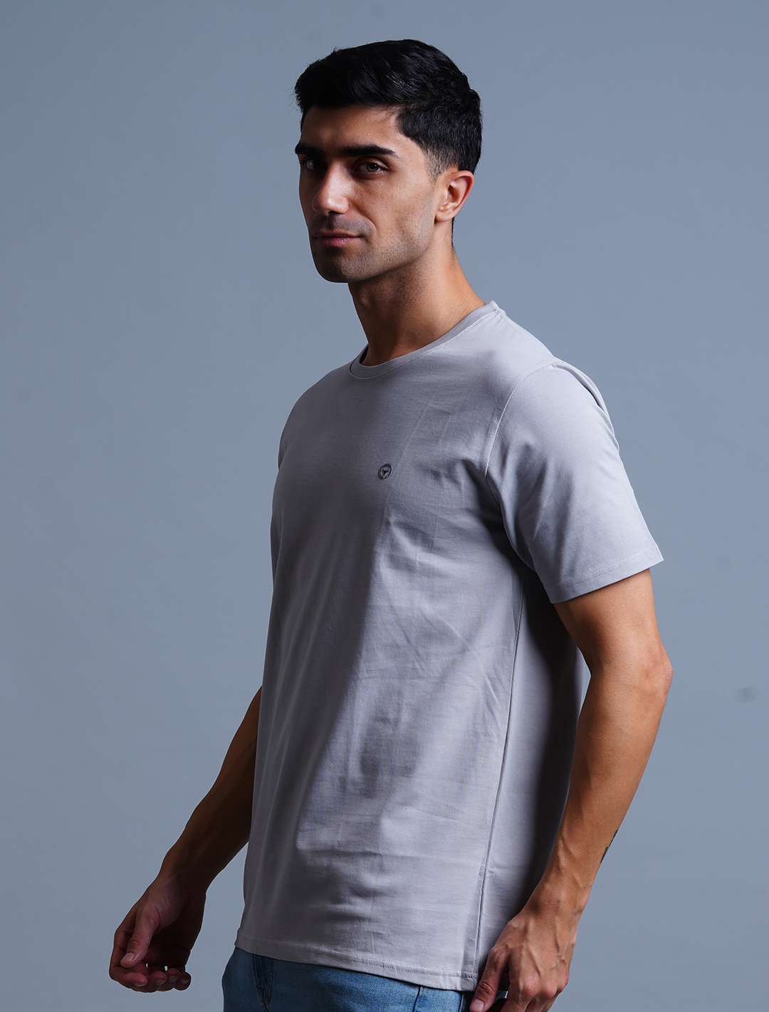 Crew Neck Cotton T-Shirt - Grey