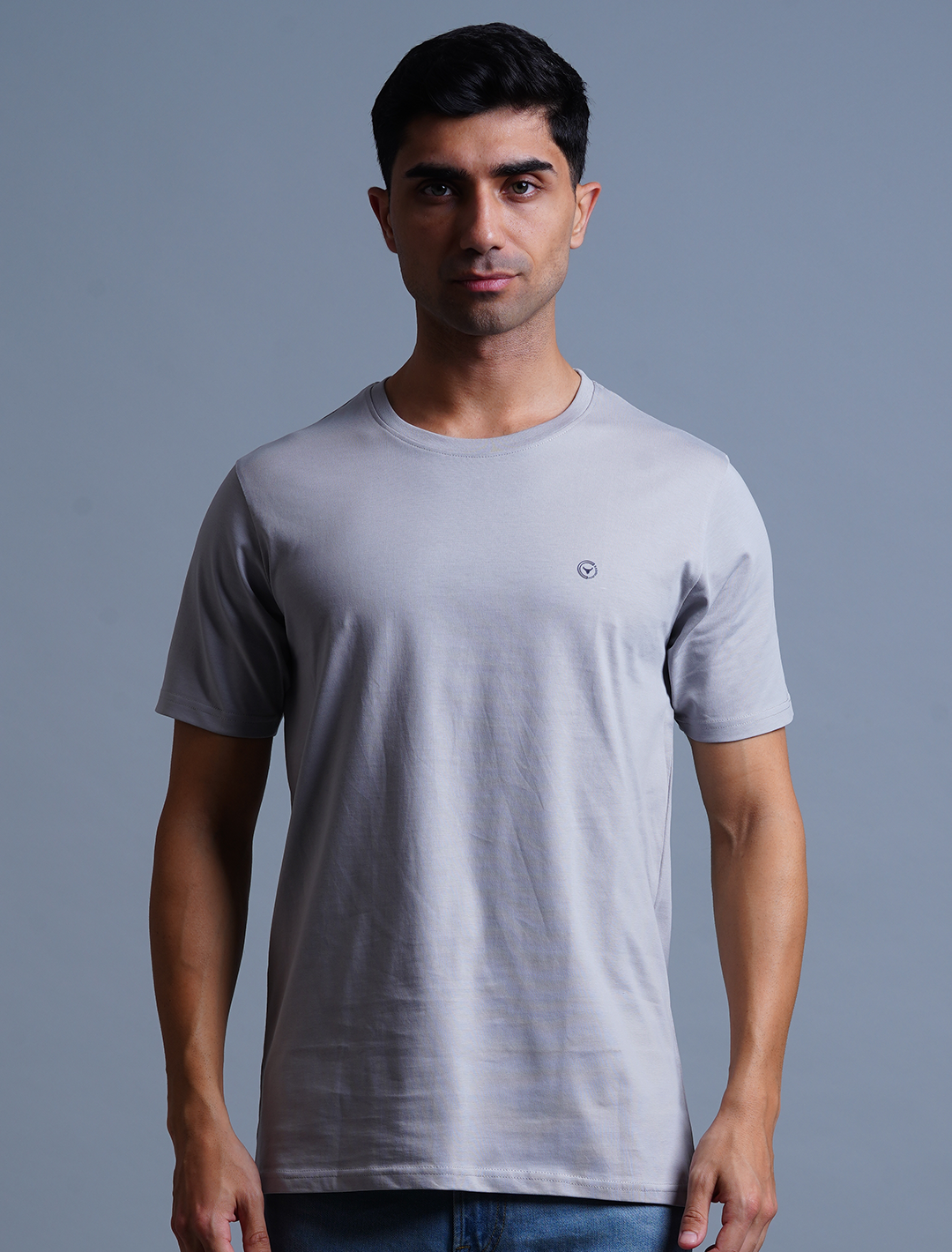 Crew Neck Cotton T-Shirt - Grey