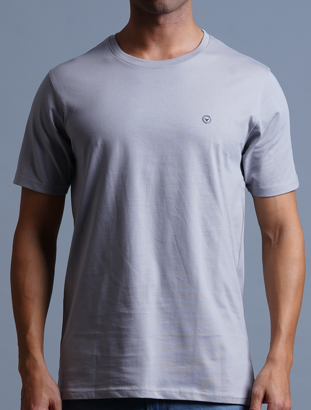 Crew Neck Cotton T-Shirt - Grey