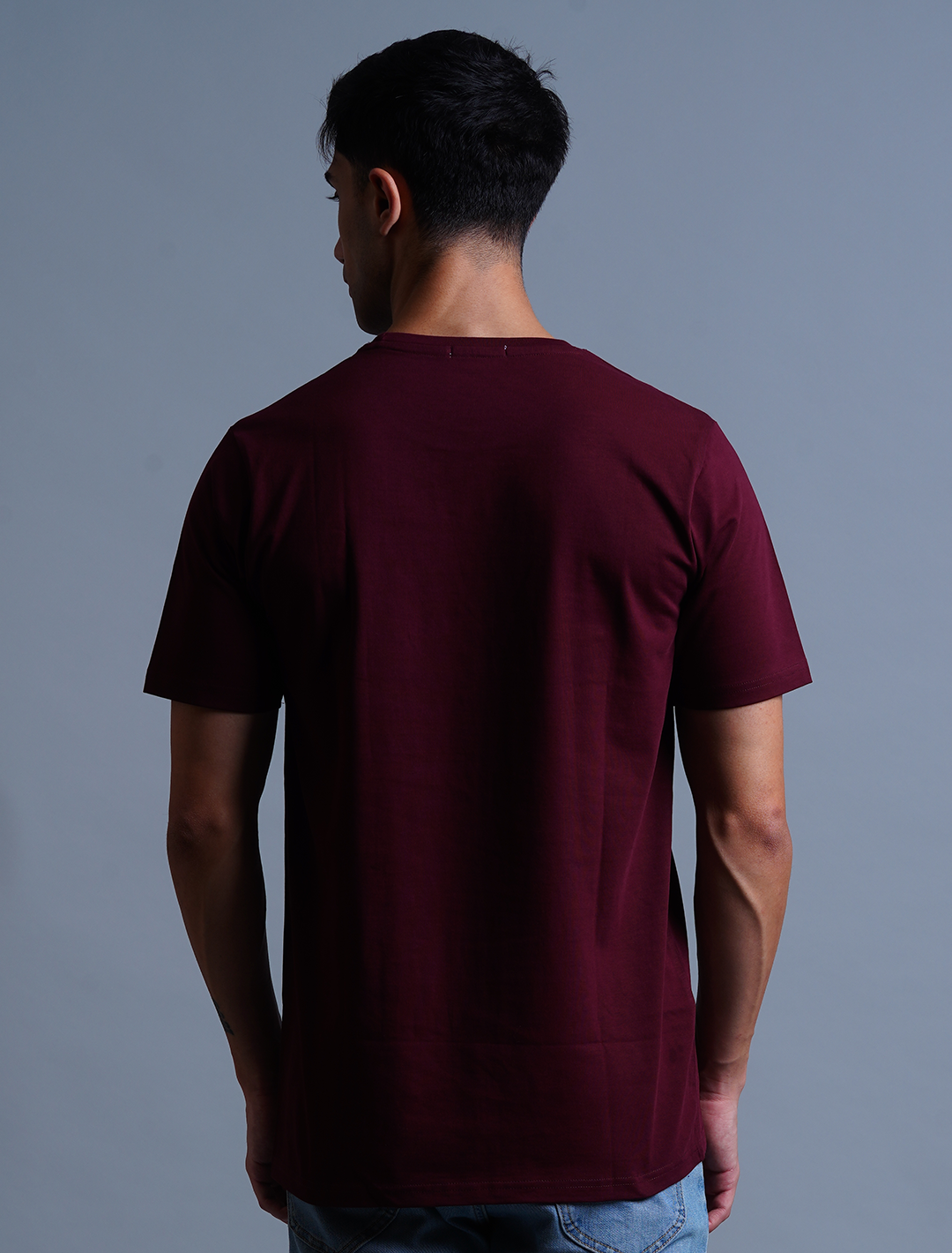 Crew Neck Cotton T-Shirt - Magenta