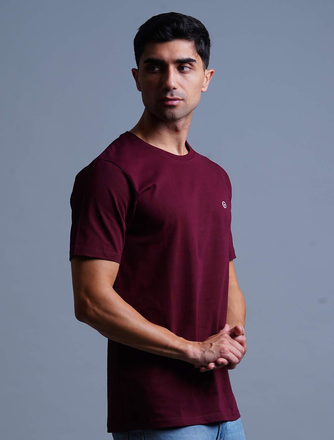 Crew Neck Cotton T-Shirt - Magenta