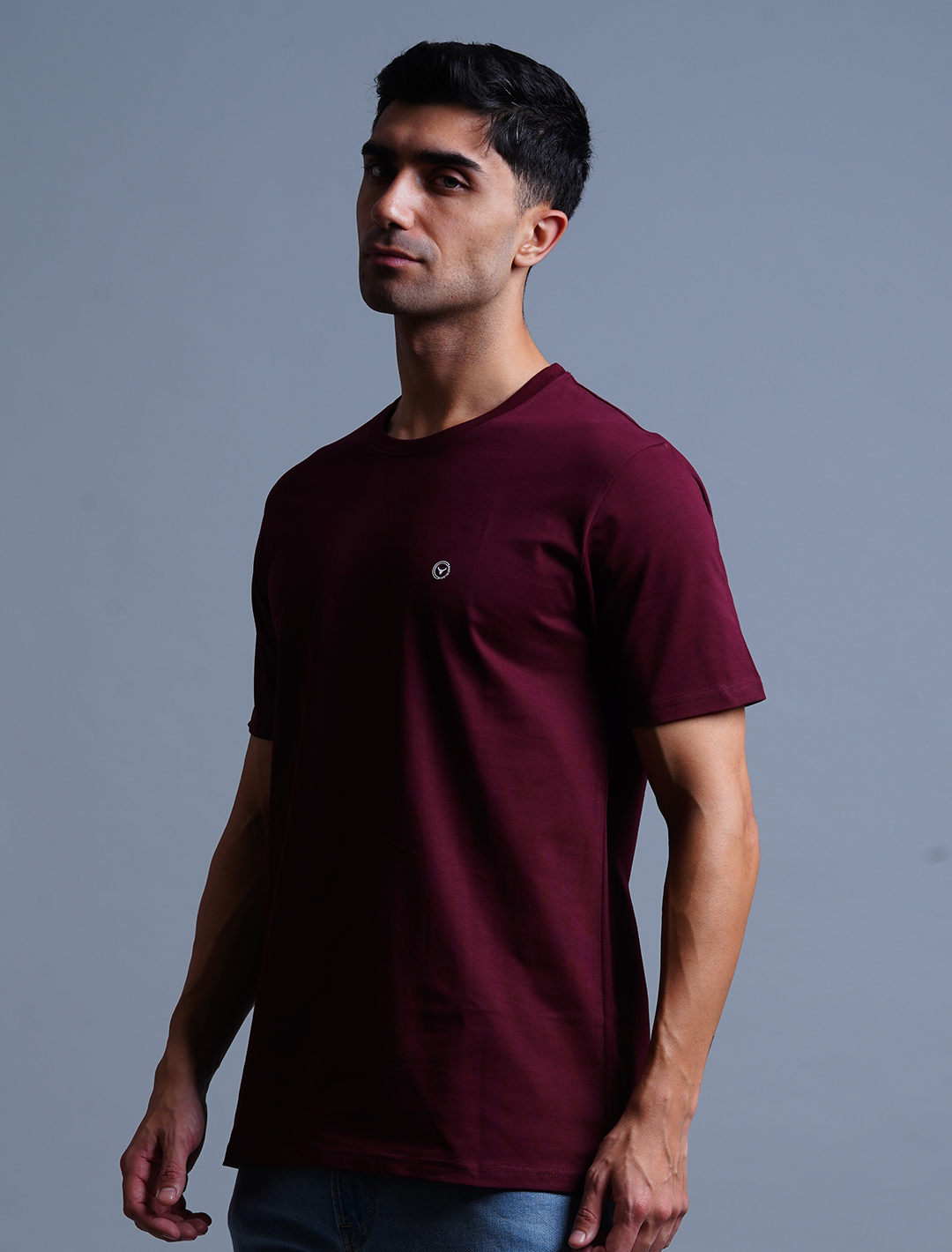 Crew Neck Cotton T-Shirt - Magenta