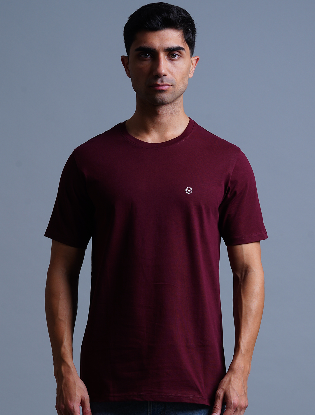 Crew Neck Cotton T-Shirt - Magenta