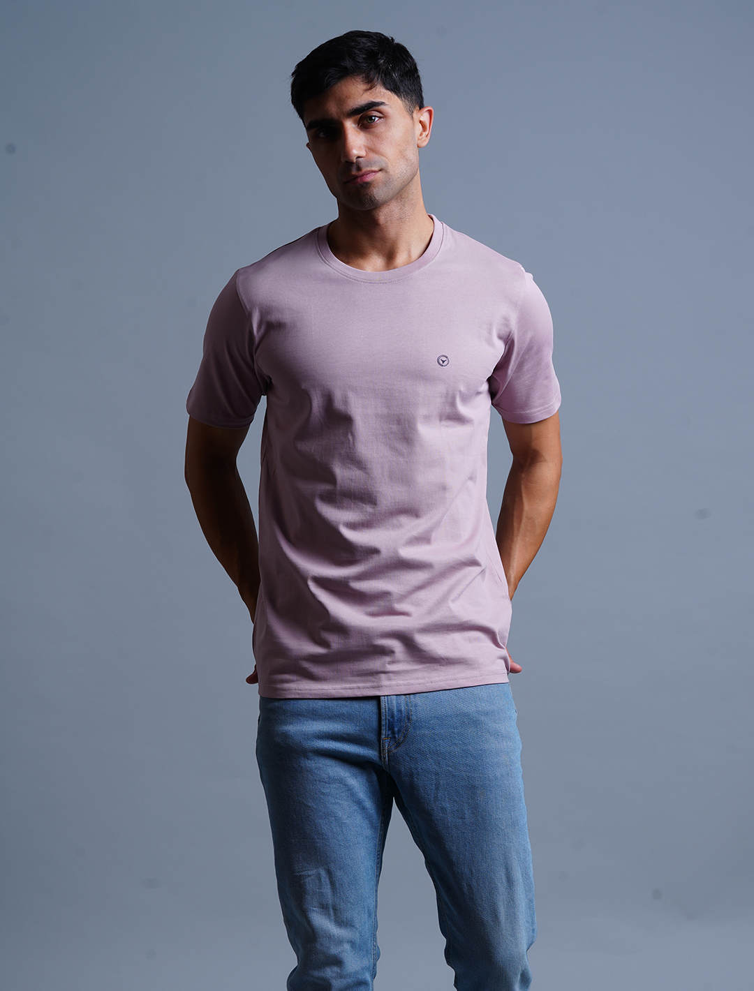 Crew Neck Cotton T-Shirt - Pink