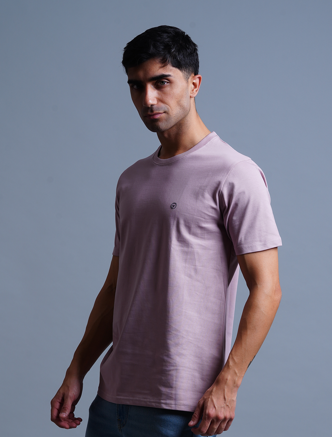 Crew Neck Cotton T-Shirt - Pink