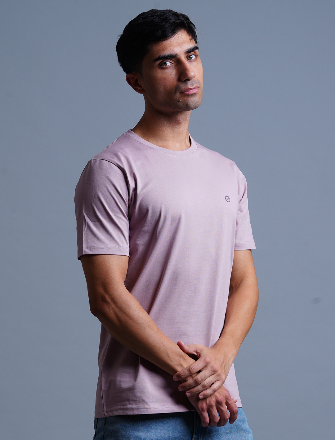 Crew Neck Cotton T-Shirt - Pink