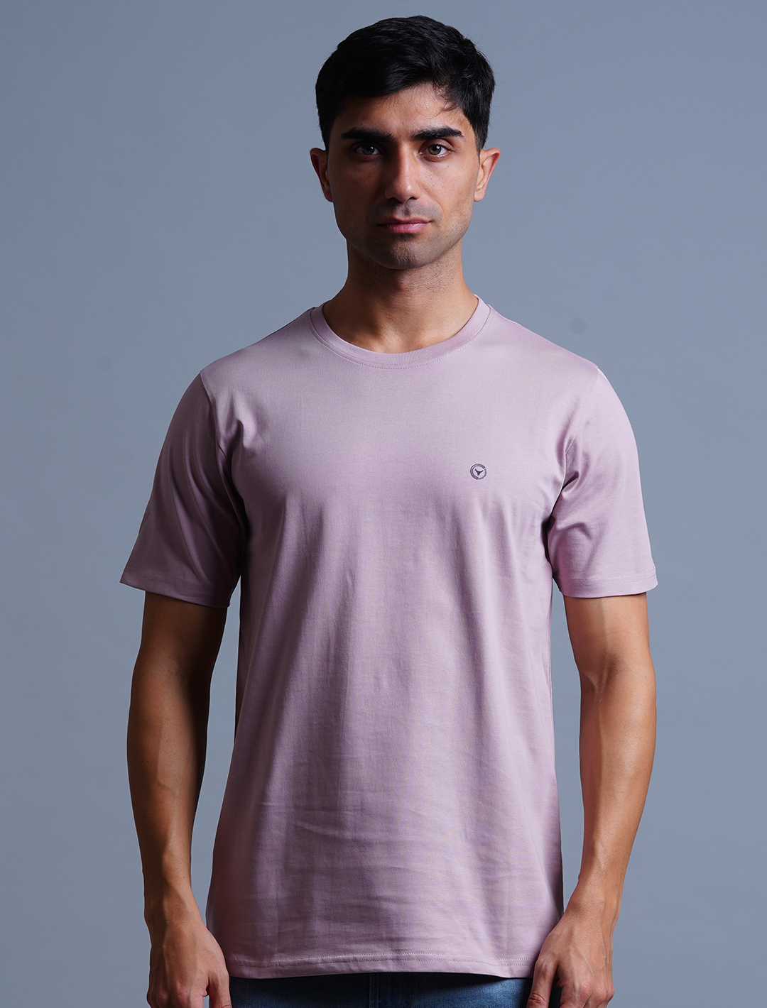 Crew Neck Cotton T-Shirt - Pink