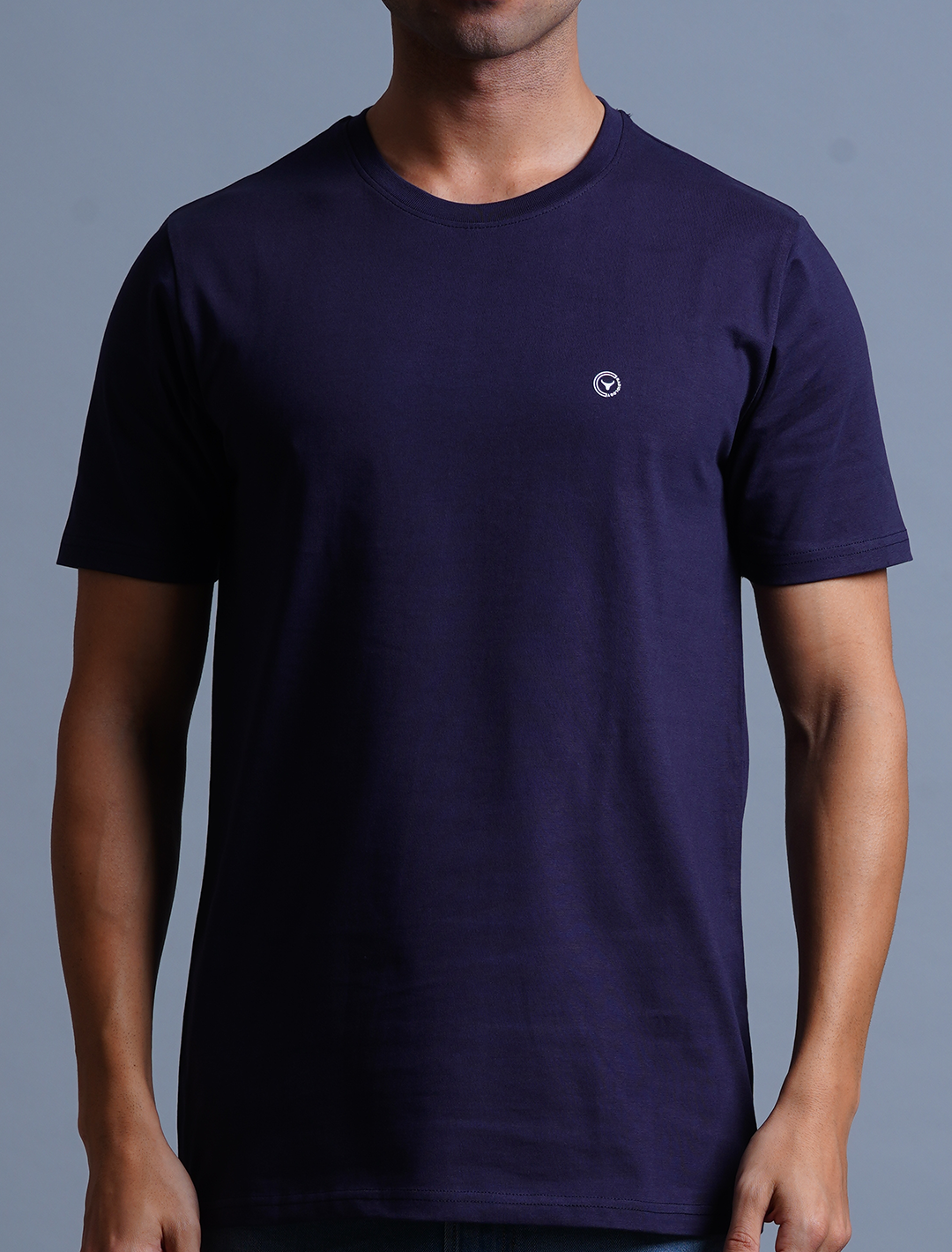 Crew Neck Cotton T-Shirt - Navy Blue