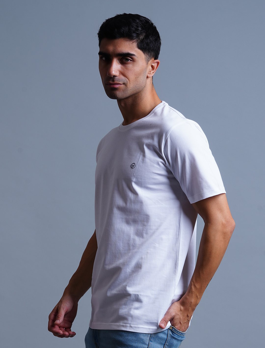 Crew Neck Cotton T-Shirt - White